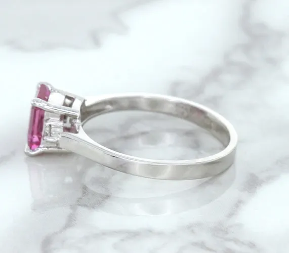 1.21ct Emerald Pink Sapphire Ring with Diamond Accents in 18K White Gold