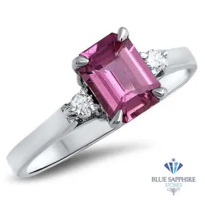 1.21ct Emerald Pink Sapphire Ring with Diamond Accents in 18K White Gold