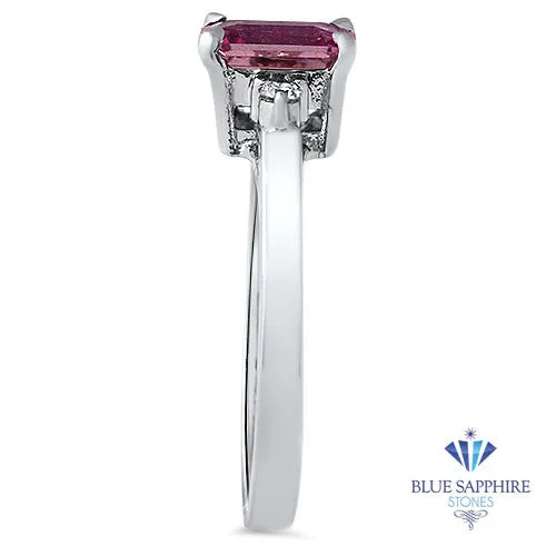 1.21ct Emerald Pink Sapphire Ring with Diamond Accents in 18K White Gold