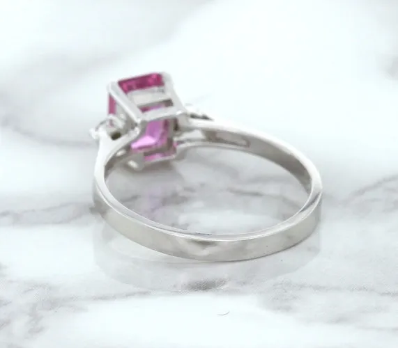 1.21ct Emerald Pink Sapphire Ring with Diamond Accents in 18K White Gold