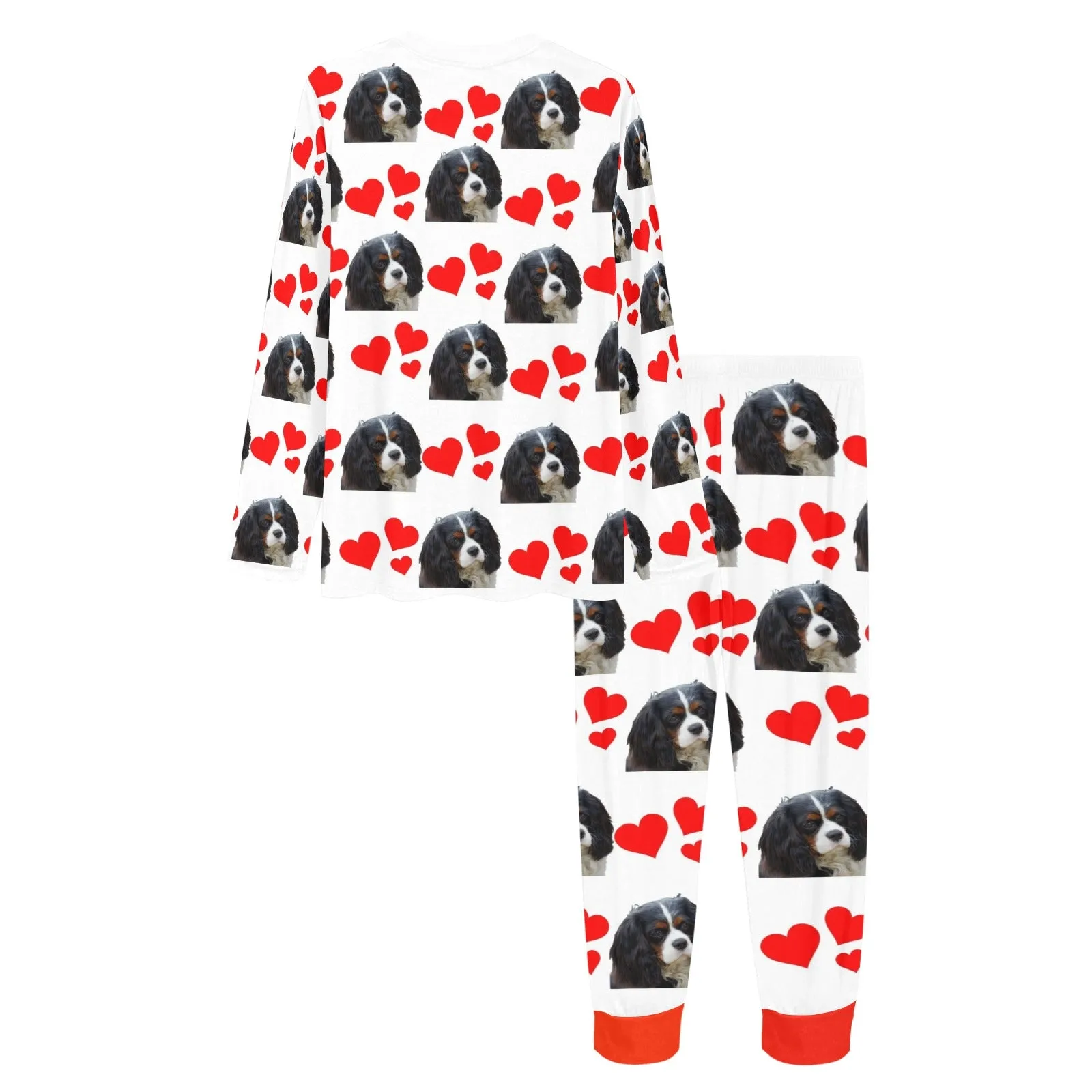 2 Piece Cavalier King Charles Spaniel Hearts Long Tee Pajama Set