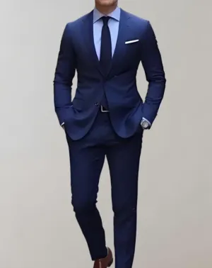 2-Piece Set of Men’s Suit with Single Collar and Formal Trousers