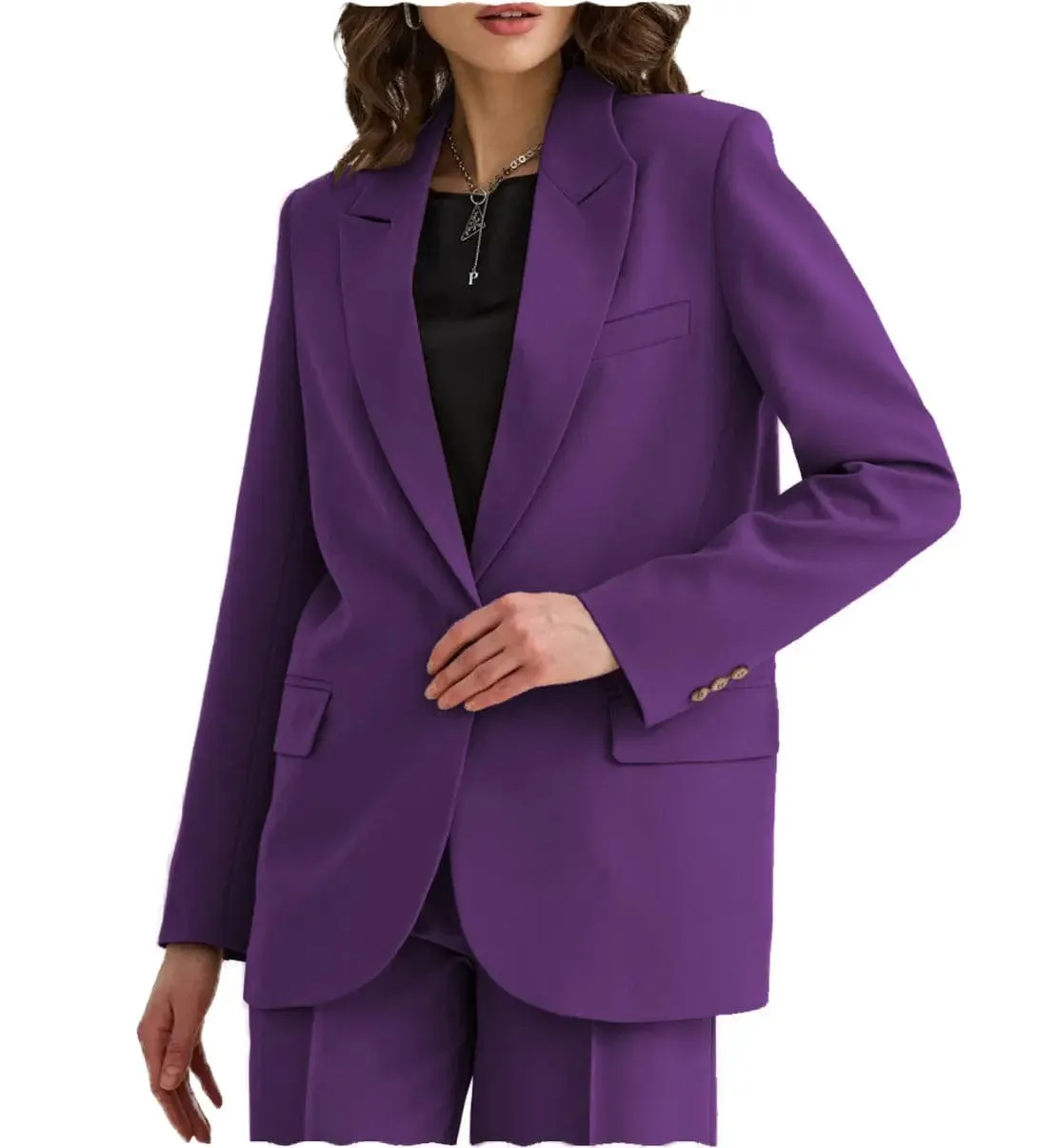 2 PIeces Peak Lapel Women Suit (Blazer Pants)