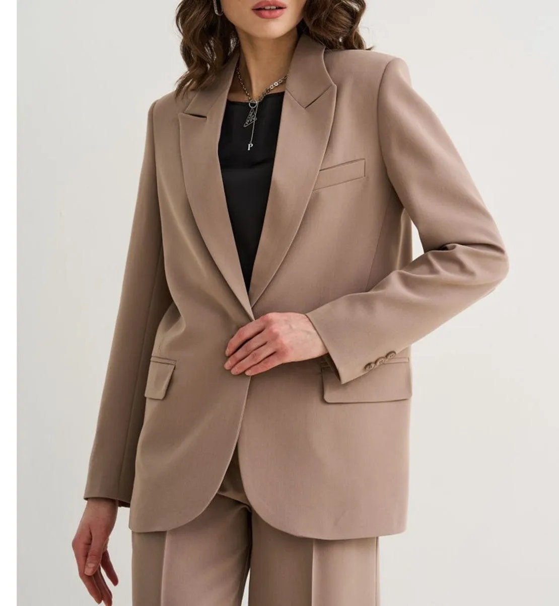2 PIeces Peak Lapel Women Suit (Blazer Pants)