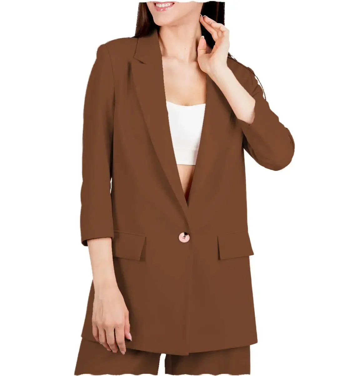 2 Pieces Single Buttons Peak Lapel Women Suit (Blazer Pants )