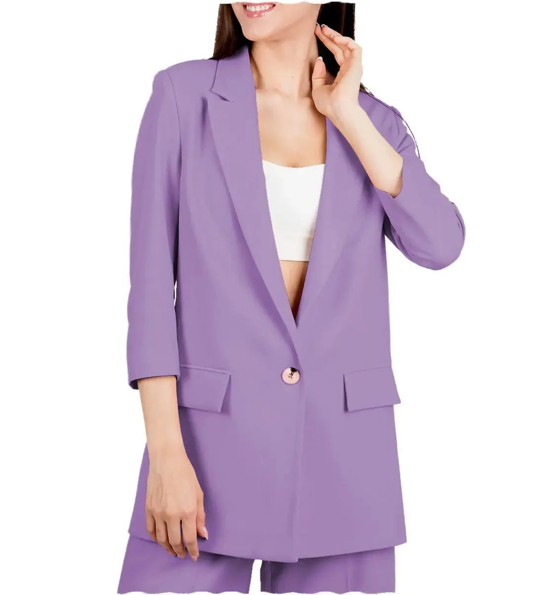 2 Pieces Single Buttons Peak Lapel Women Suit (Blazer Pants )
