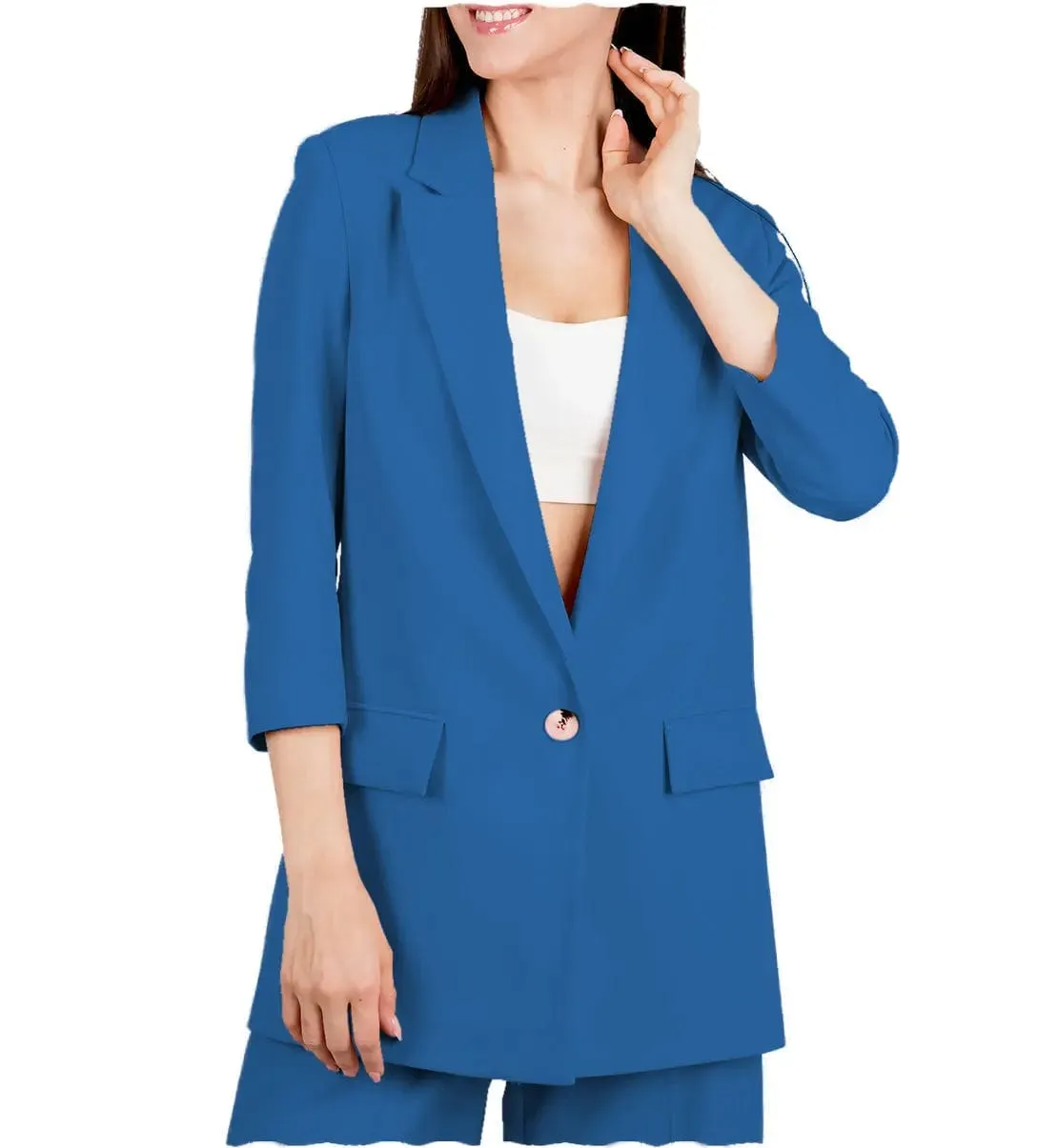 2 Pieces Single Buttons Peak Lapel Women Suit (Blazer Pants )