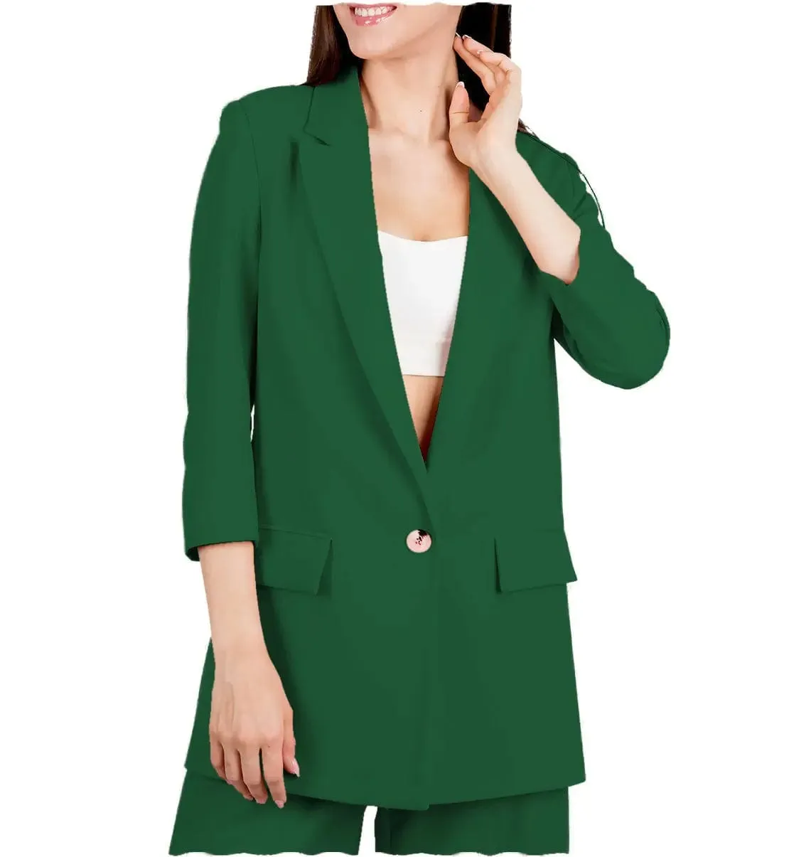 2 Pieces Single Buttons Peak Lapel Women Suit (Blazer Pants )