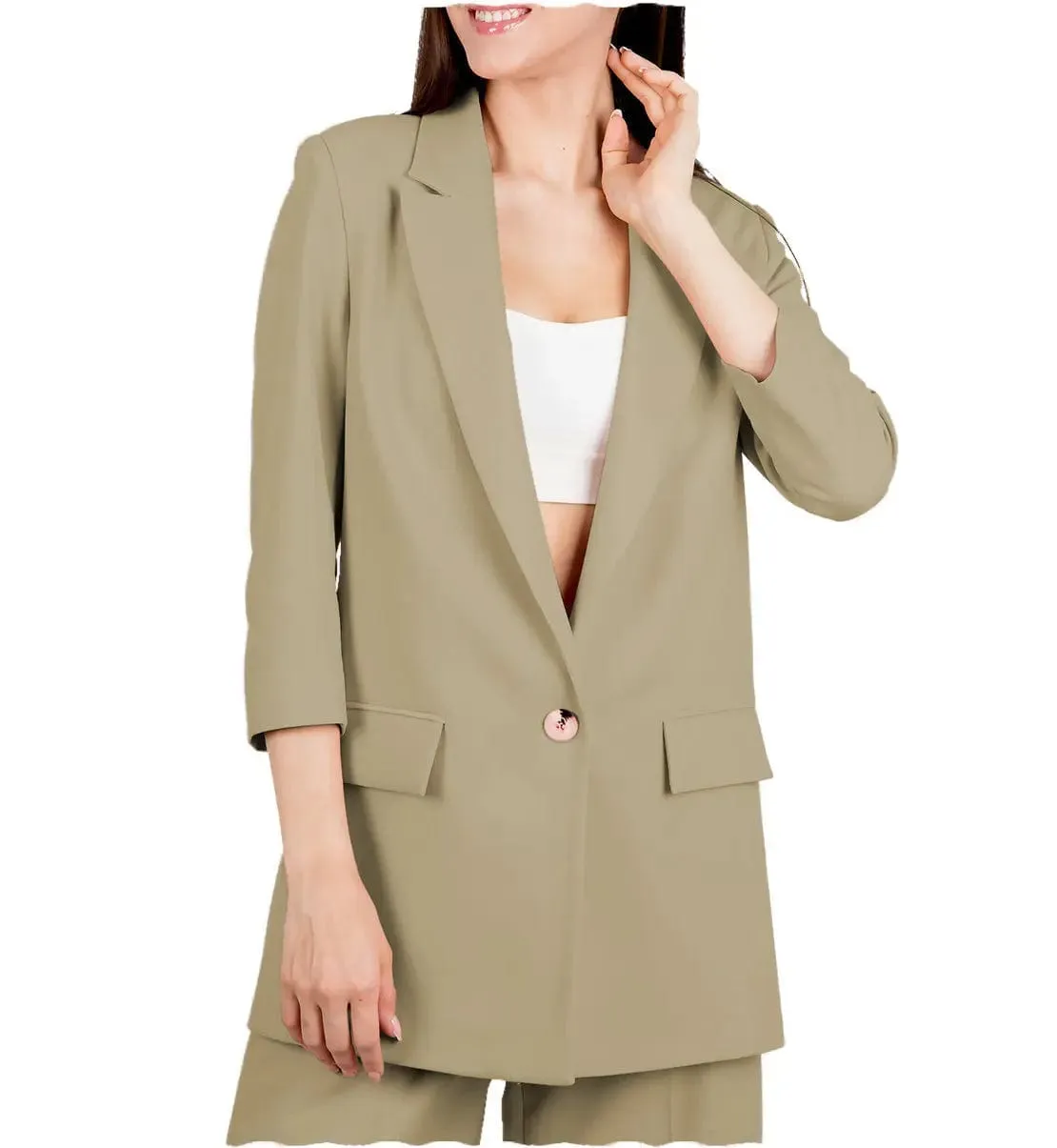 2 Pieces Single Buttons Peak Lapel Women Suit (Blazer Pants )