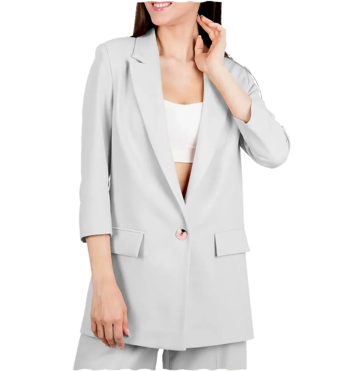 2 Pieces Single Buttons Peak Lapel Women Suit (Blazer Pants )