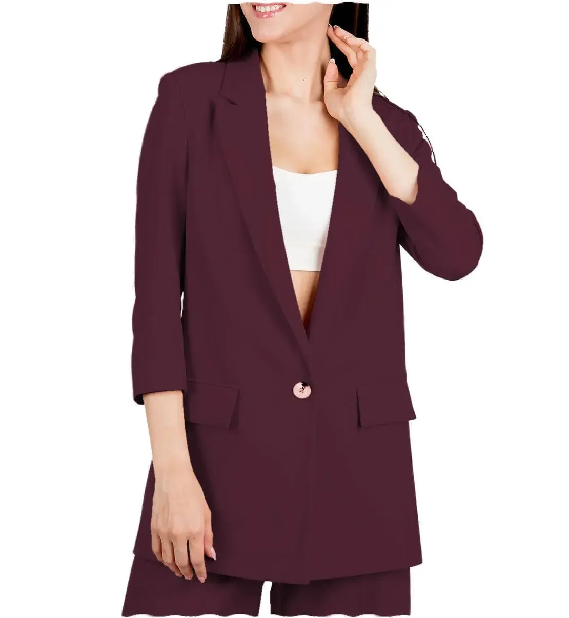 2 Pieces Single Buttons Peak Lapel Women Suit (Blazer Pants )