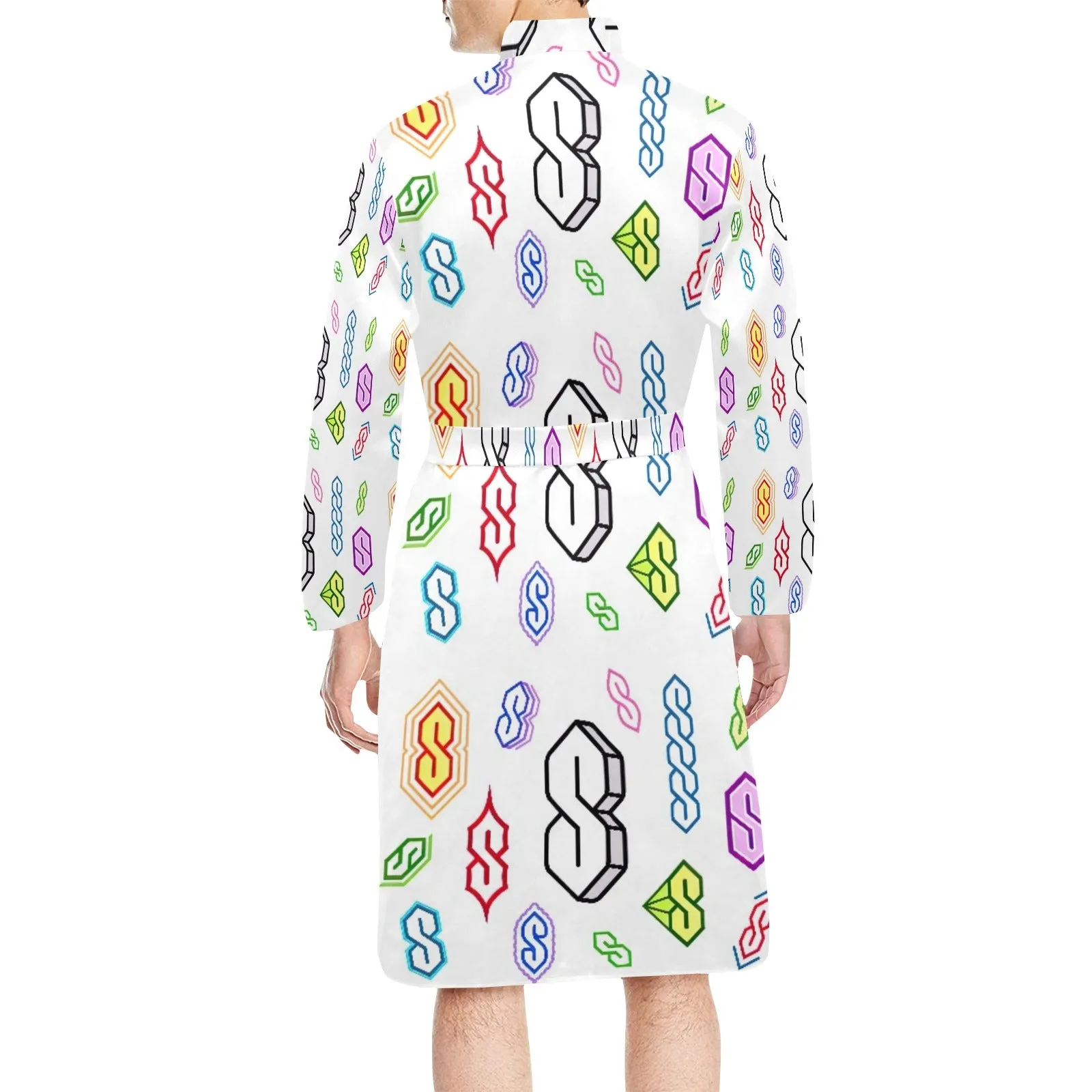 90s Graffiti Super S Men's Long Sleeve Belted Night Robe