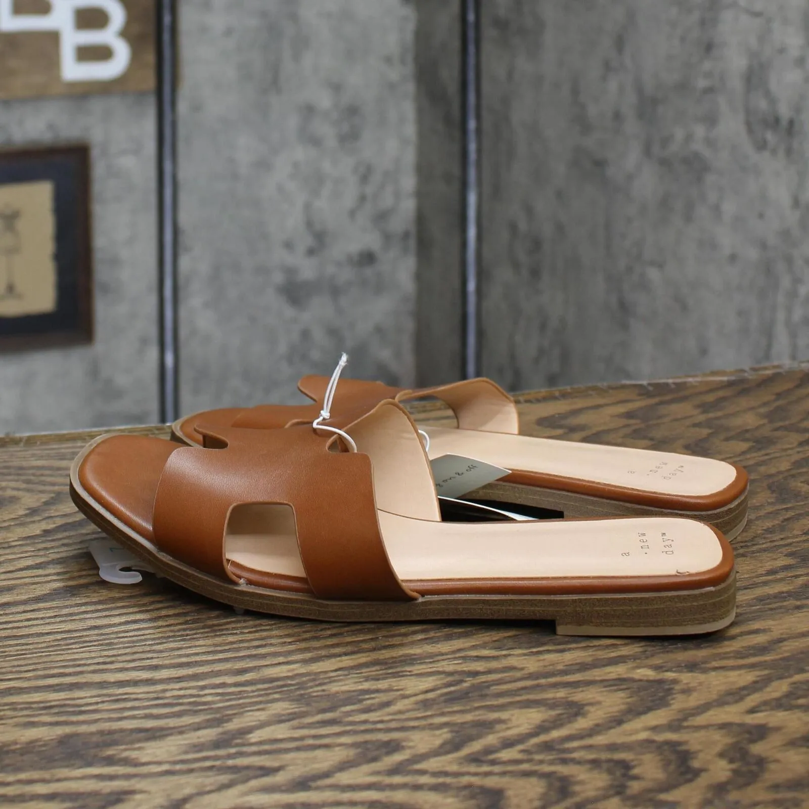 A New Day Women's Nina Slide Sandals 88870712 Cognac Brown 7M