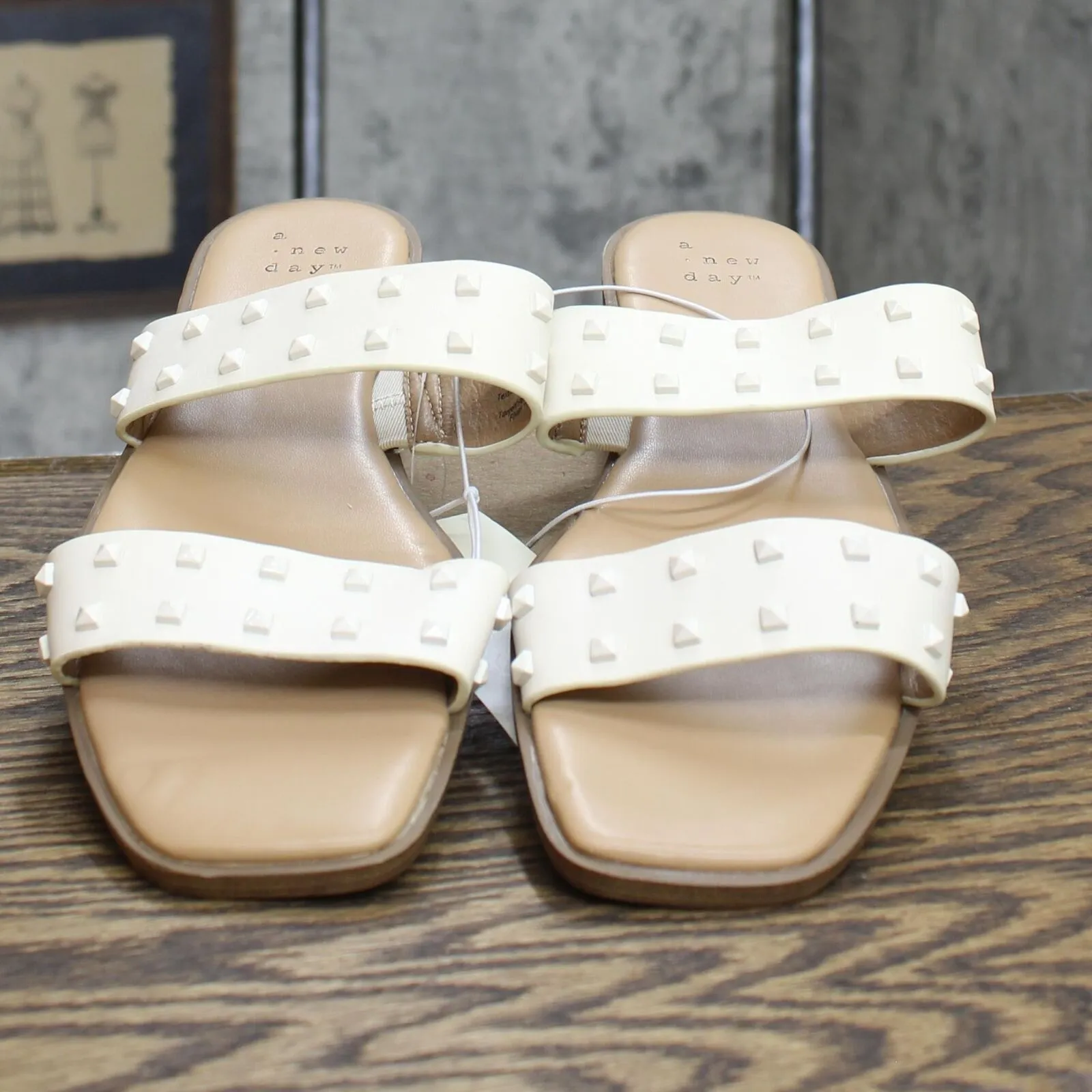 A New Day Womens Stella Two Band Studded Sandals