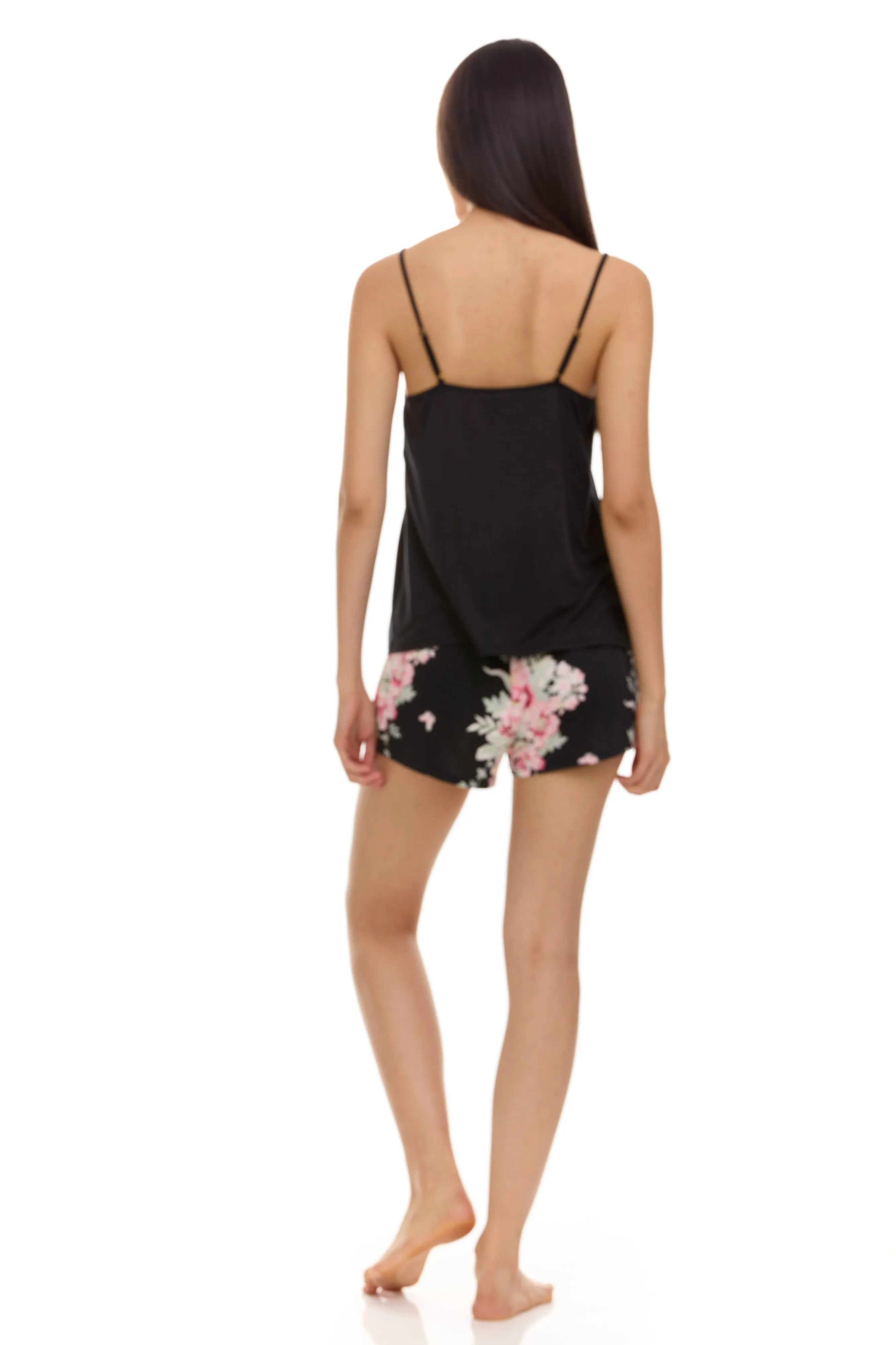 Adalynn Travel Set In Pink Notch PJ Set In Black - Flora Nikrooz