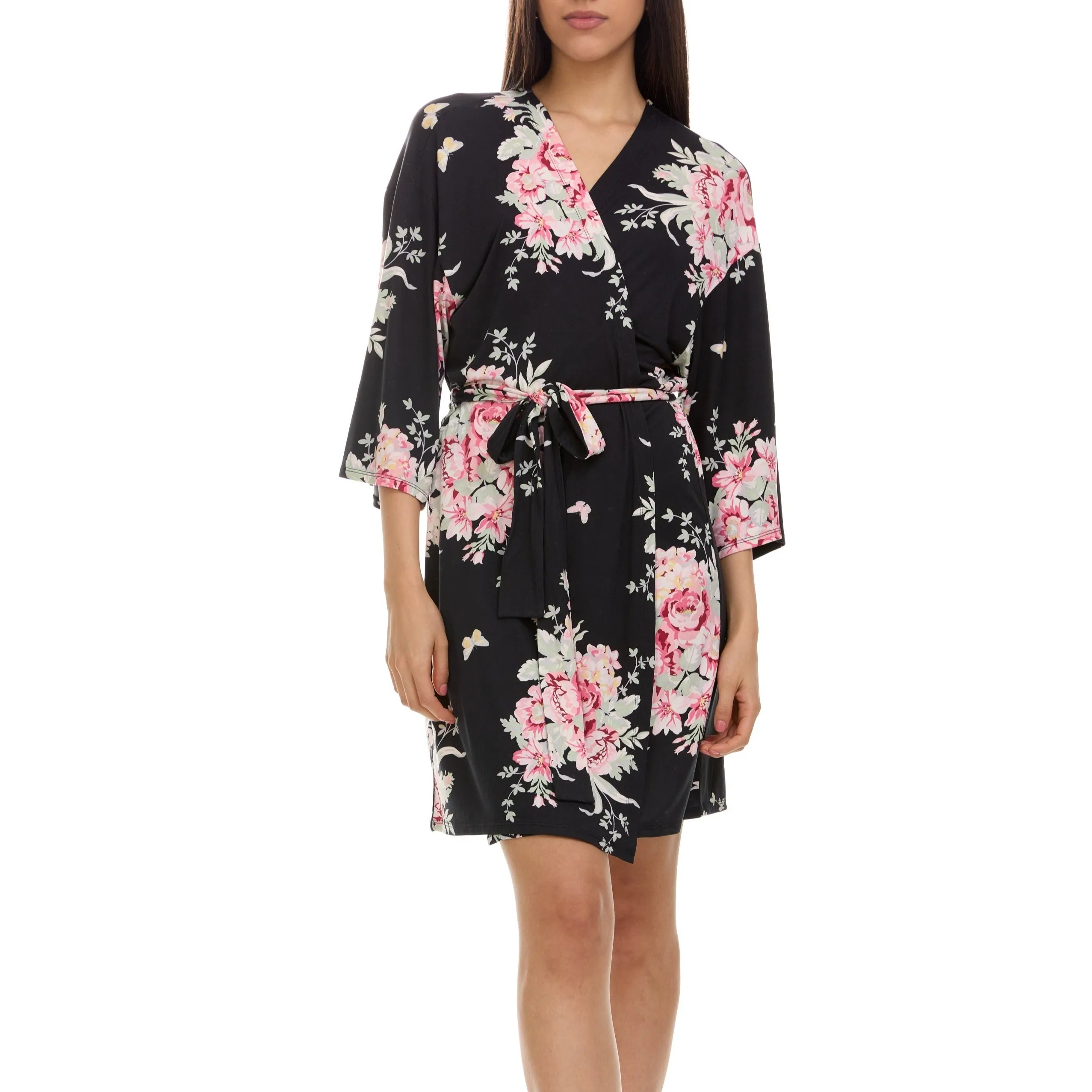 Adalynn Travel Set In Pink Notch PJ Set In Black - Flora Nikrooz