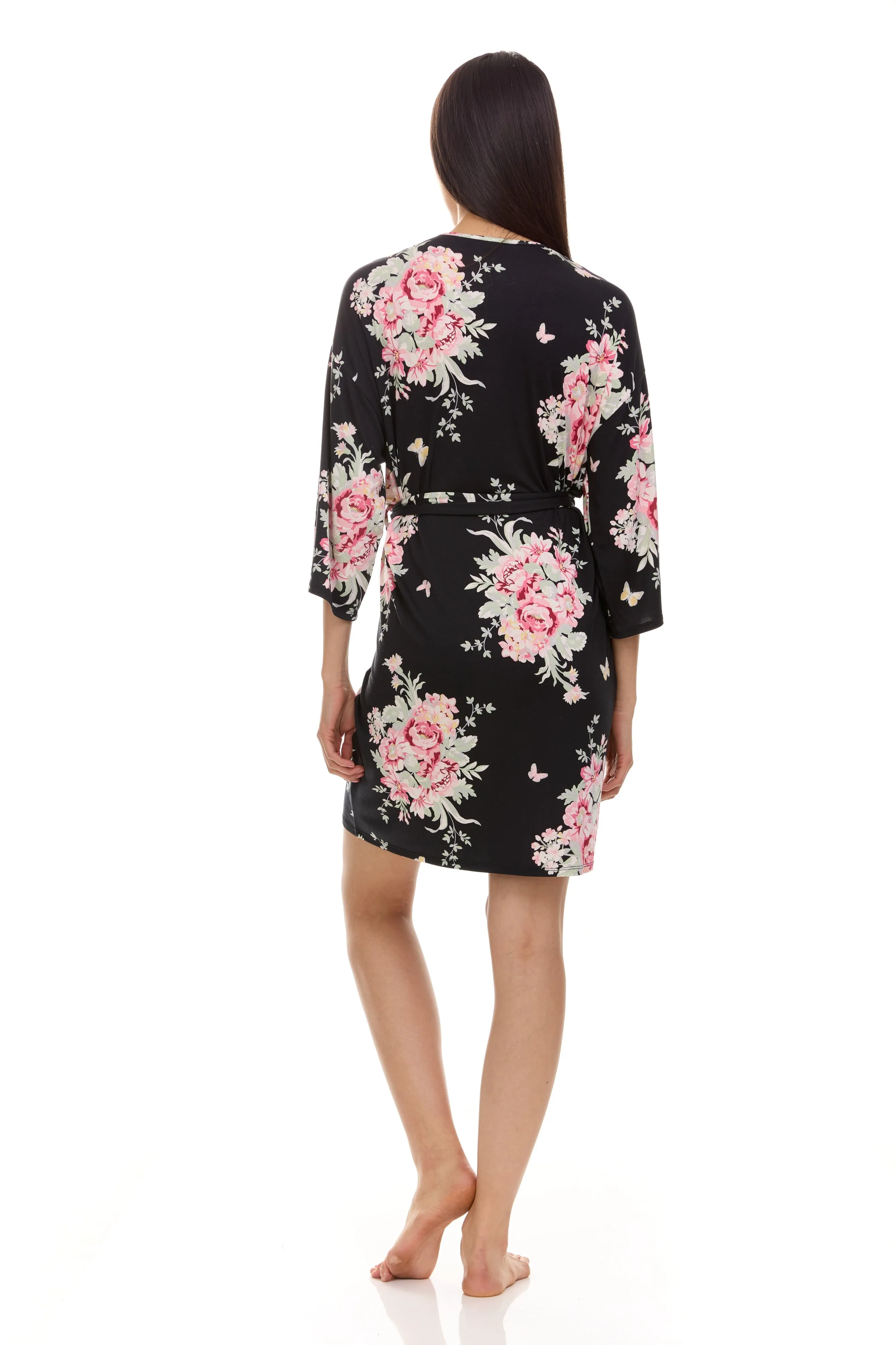 Adalynn Travel Set In Pink Notch PJ Set In Black - Flora Nikrooz