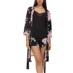 Adalynn Travel Set In Pink Notch PJ Set In Black - Flora Nikrooz