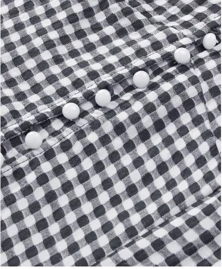 Adora Sweetheart Gingham Button Down Off Shouler Blouse