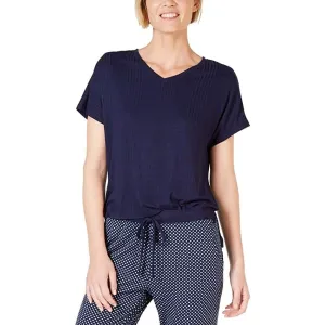 Alfani Womens Navy Comfy Sleepwear Nightwear Pajama Top Loungewear