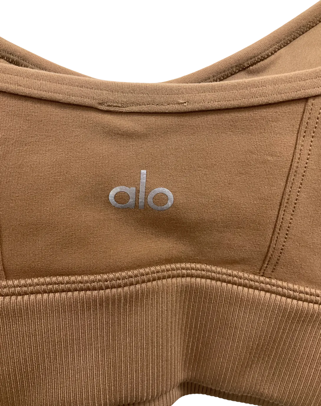 alo yoga Beige Sports Bra In Toasted Almond UK M