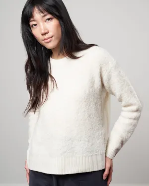 alpaca simple crew neck sweater - white