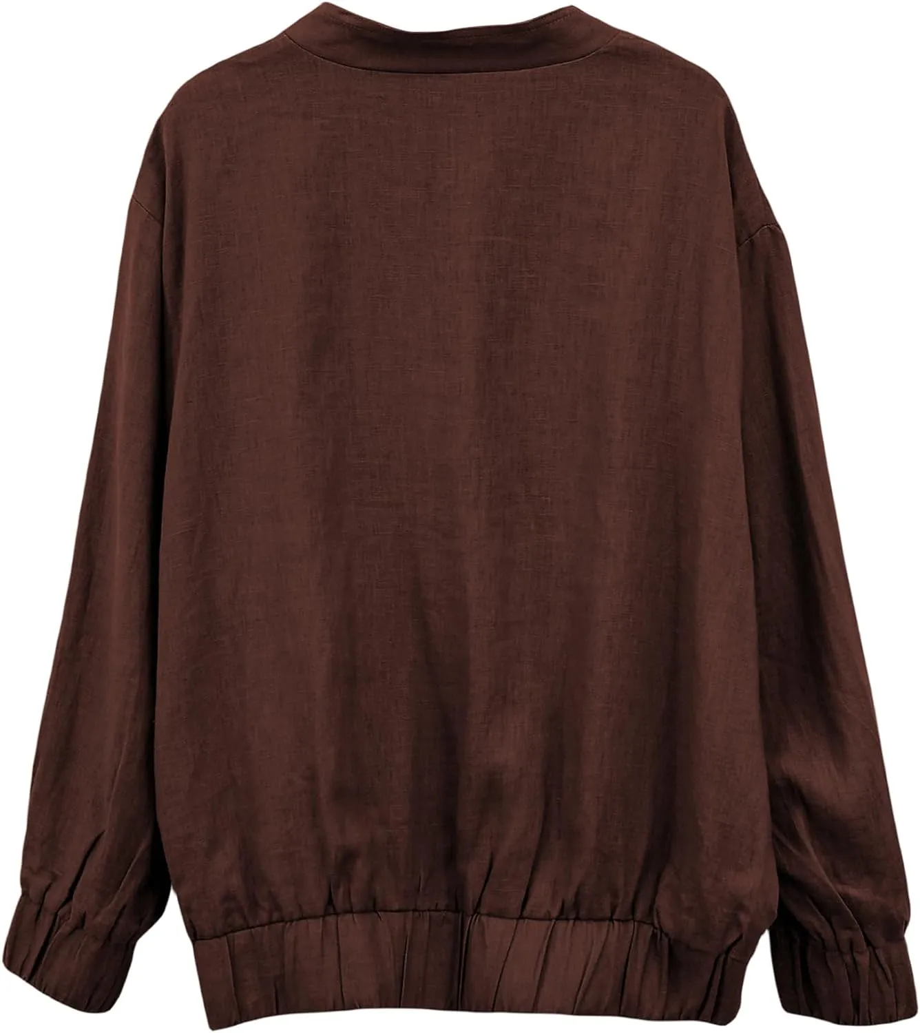 Amazhiyu Womens Linen Button Down Bomber Jacket