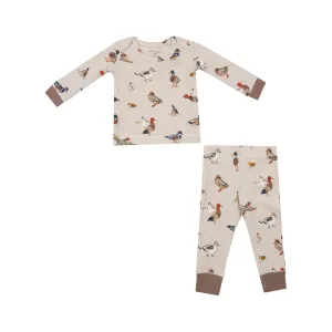 Angel Dear Ducks Waffle Knit Pajama Set - Brown