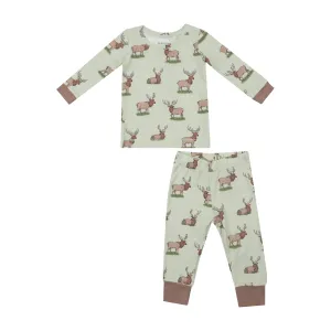 Angel Dear Elk Pajama Set - Green