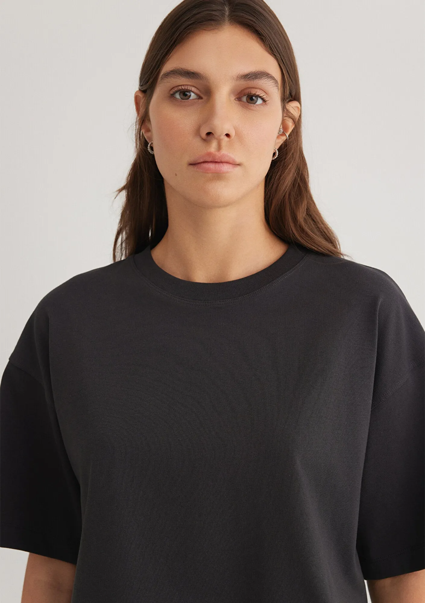Anthracite Basic Crop T-Shirt