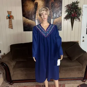 Appel • Vintage • 1X-Large • Blue • Pink Embroidery • Robe • New W/Tags