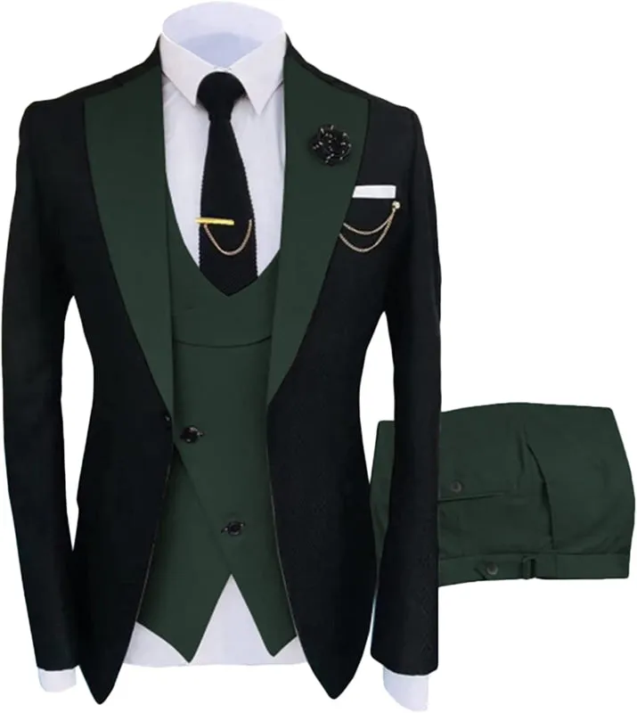 Army Green Shawl Lapel Slim Fit Three Pieces Prom Suits One Button Wedding Suits for Men