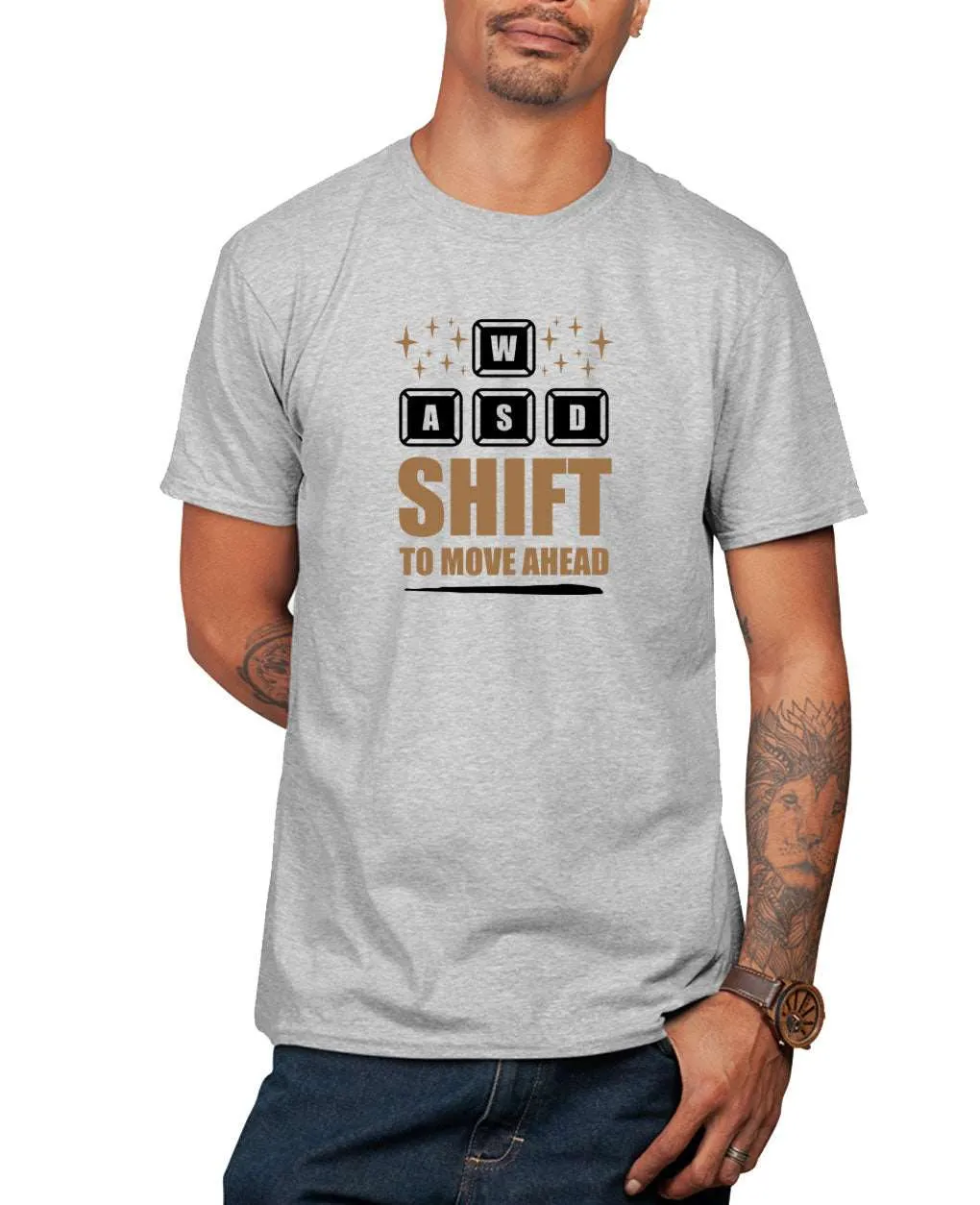 awsd shift to move ahead gamer t-shirt, funny gaming t-shirt