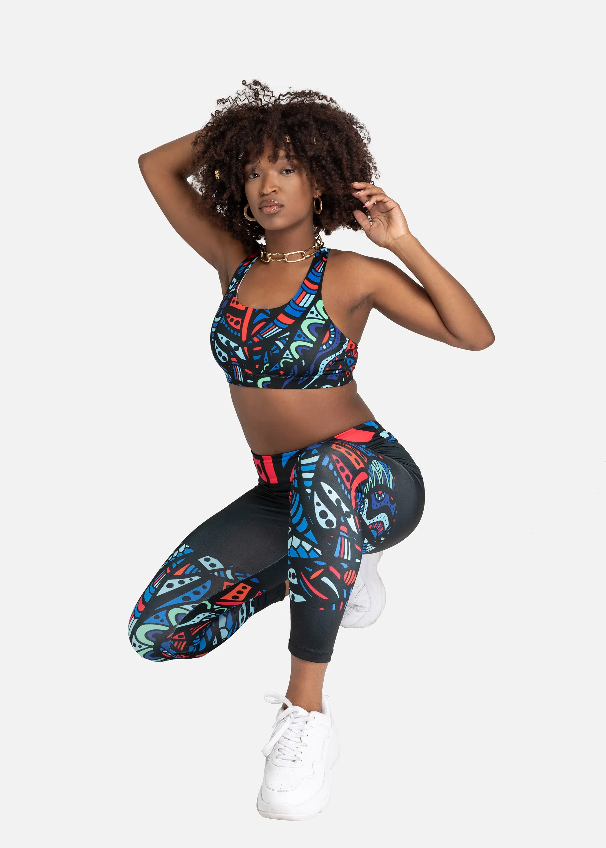 Ayana African Print  Seamless Sports Bra- Plus size available