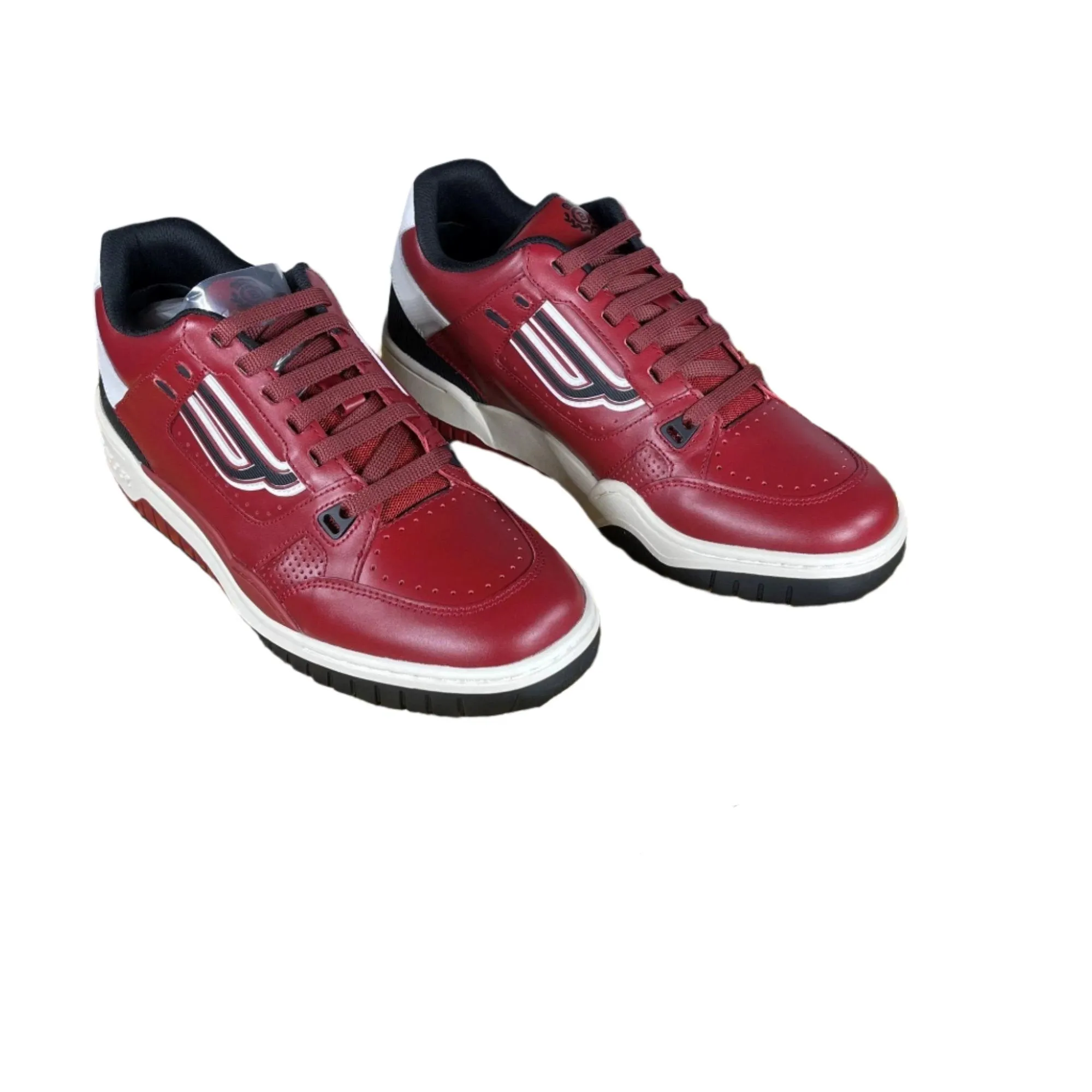 Bally Kuba Red Calf Leather Low Top Sneakers
