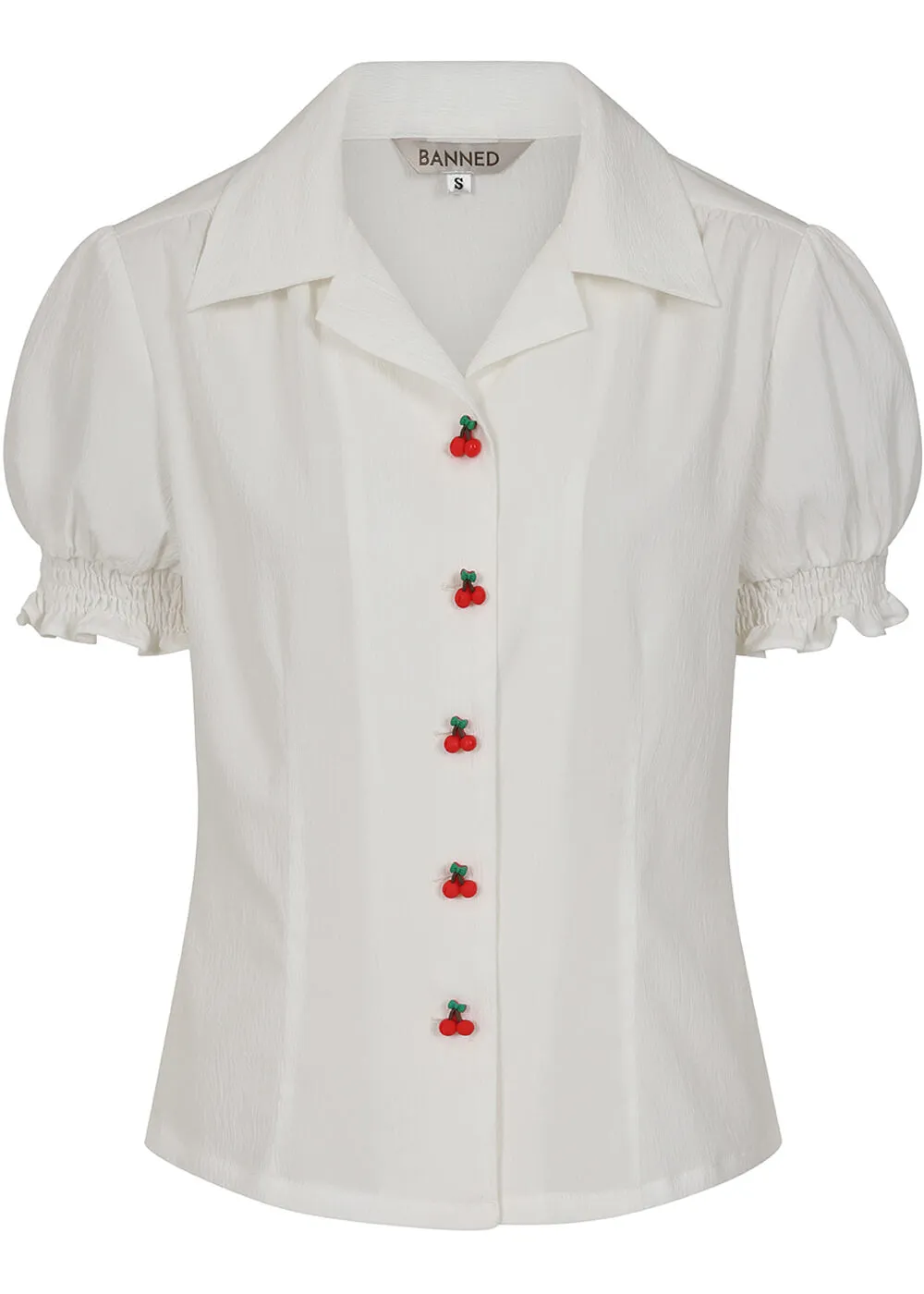 Banned Cherry Button 40's Blouse White