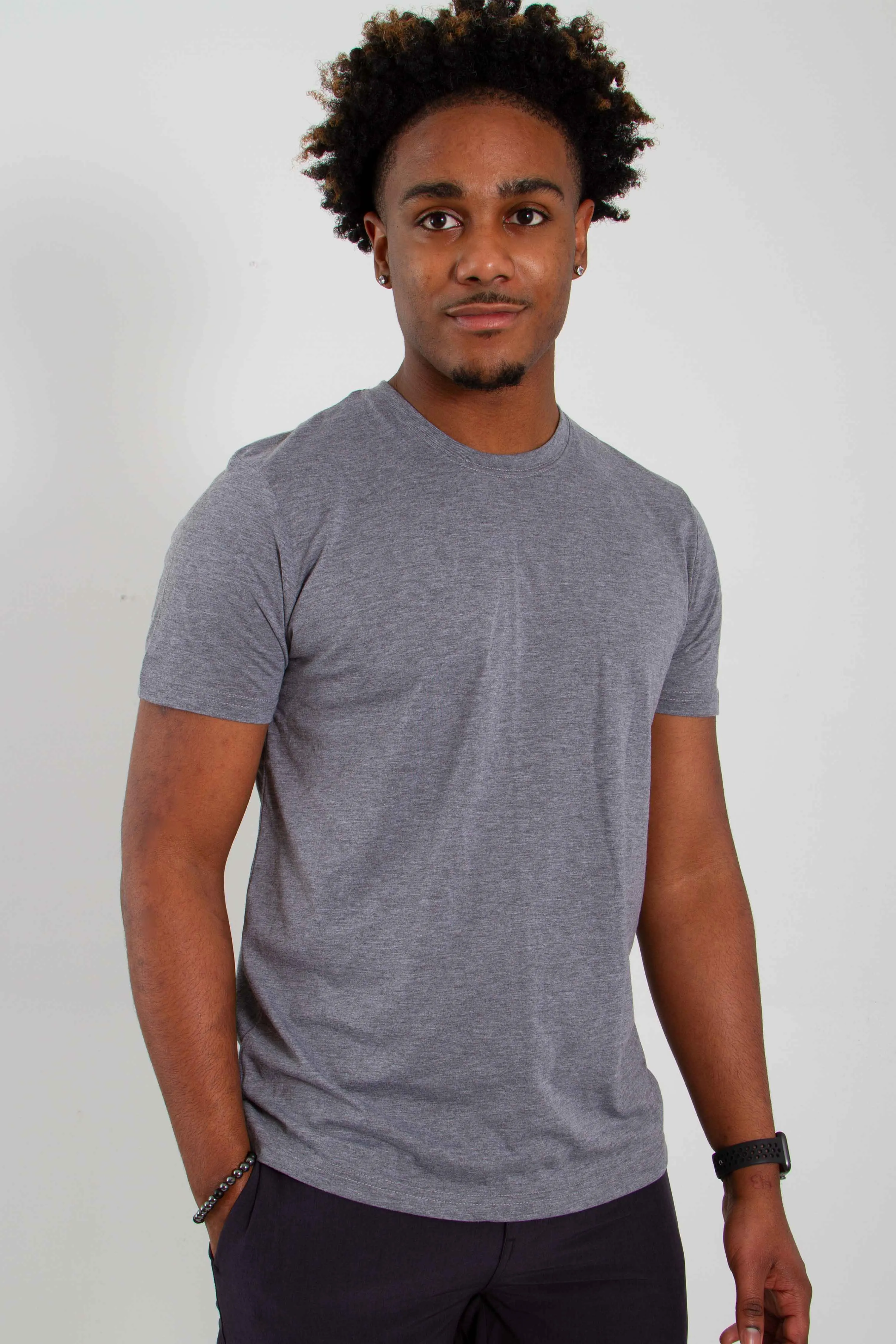 Basic Crewneck T-Shirt for Men in Grey | 3750-HGRAY