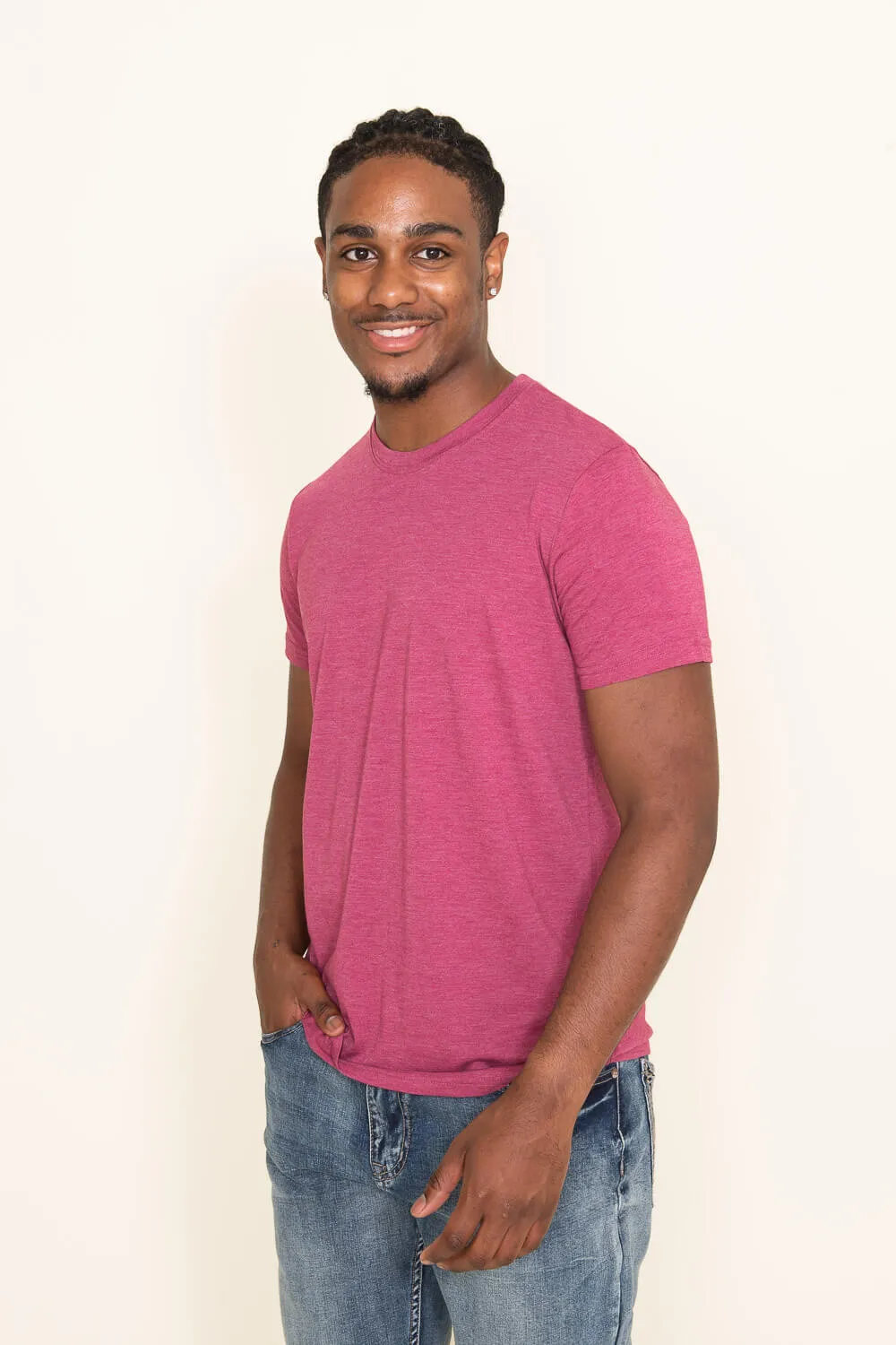 Basic Crewneck Tee for Men in Cranberry | 3750-CRANBERRY