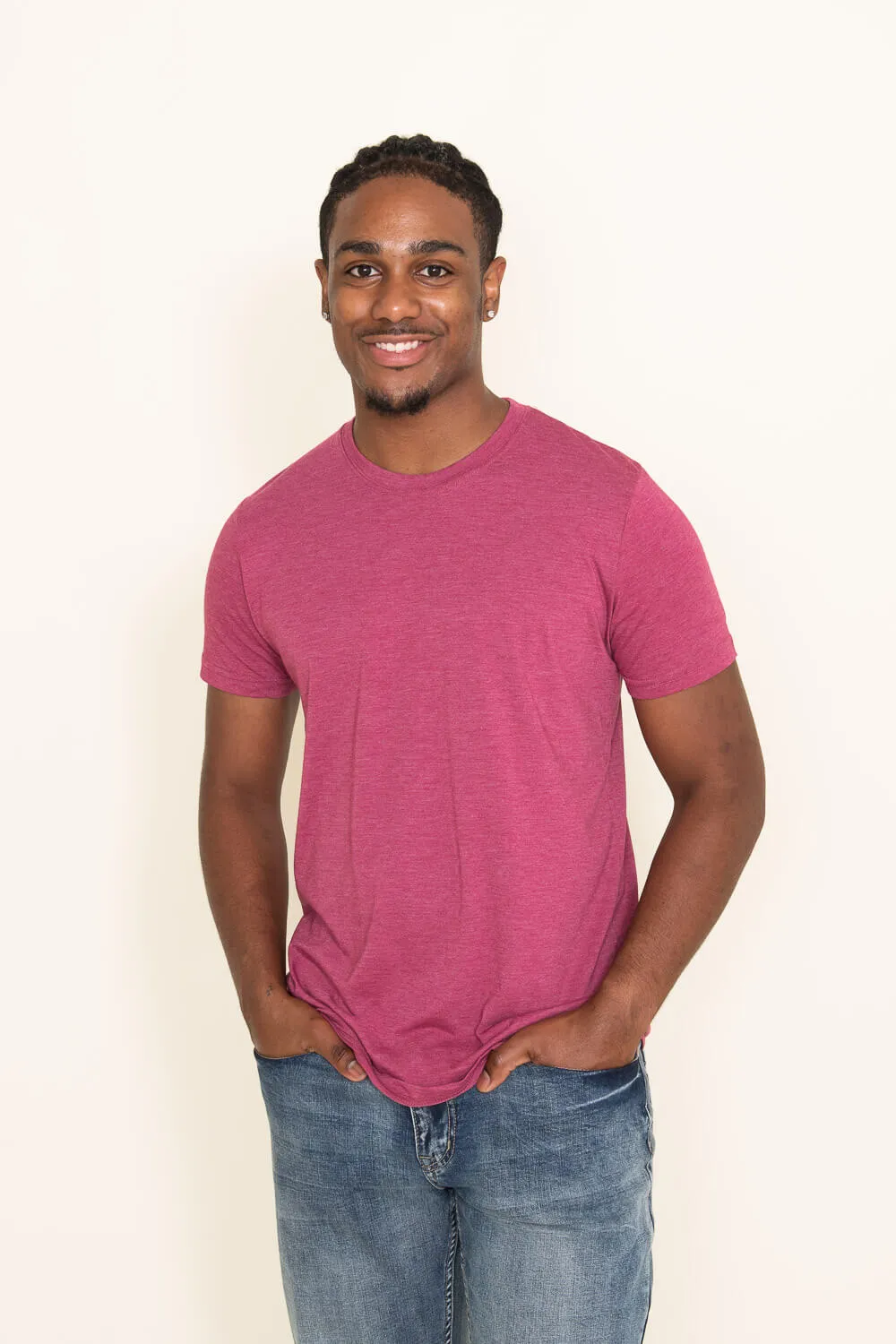 Basic Crewneck Tee for Men in Cranberry | 3750-CRANBERRY