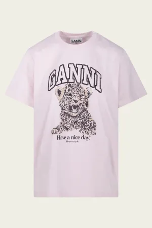 Basic Jersey Leopard Relaxed T-Shirt in Chalk Pink