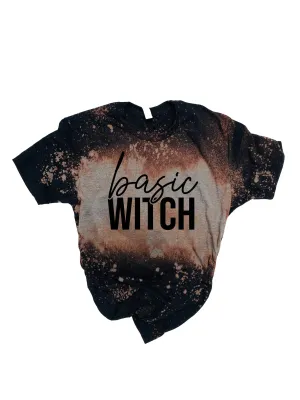 Basic Witch Shirt | Halloween Bleached Out Tee | Unisex Crew