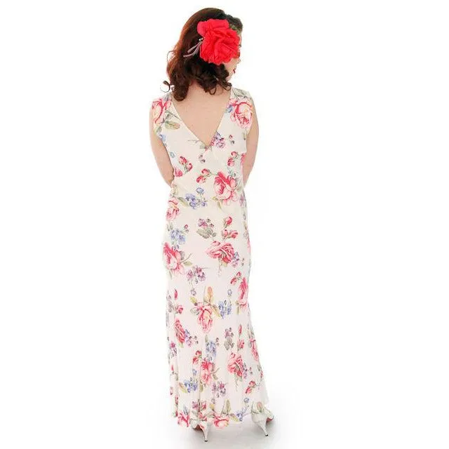 Beautiful Vintage Peignoir Rayon Floral Print 1940s Radcliffe 38-27-34