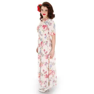 Beautiful Vintage Peignoir Rayon Floral Print 1940s Radcliffe 38-27-34