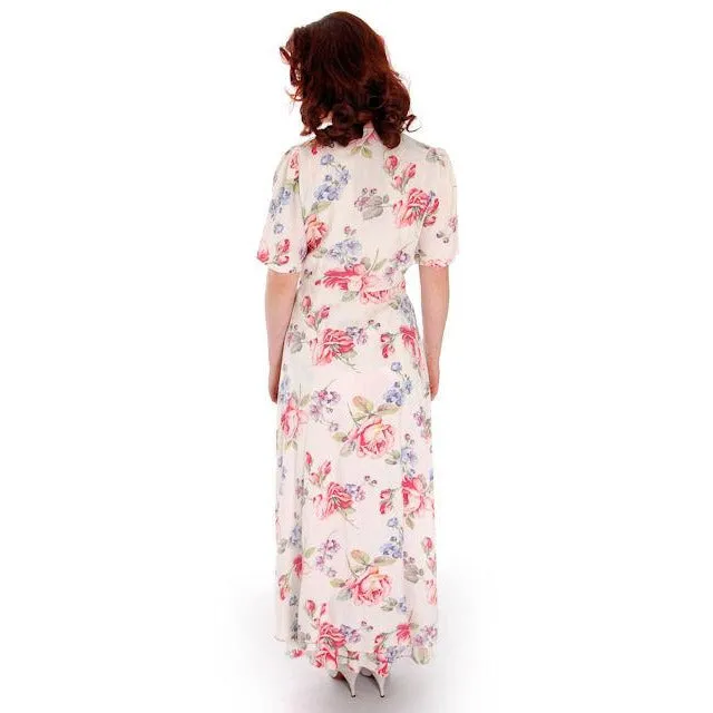 Beautiful Vintage Peignoir Rayon Floral Print 1940s Radcliffe 38-27-34