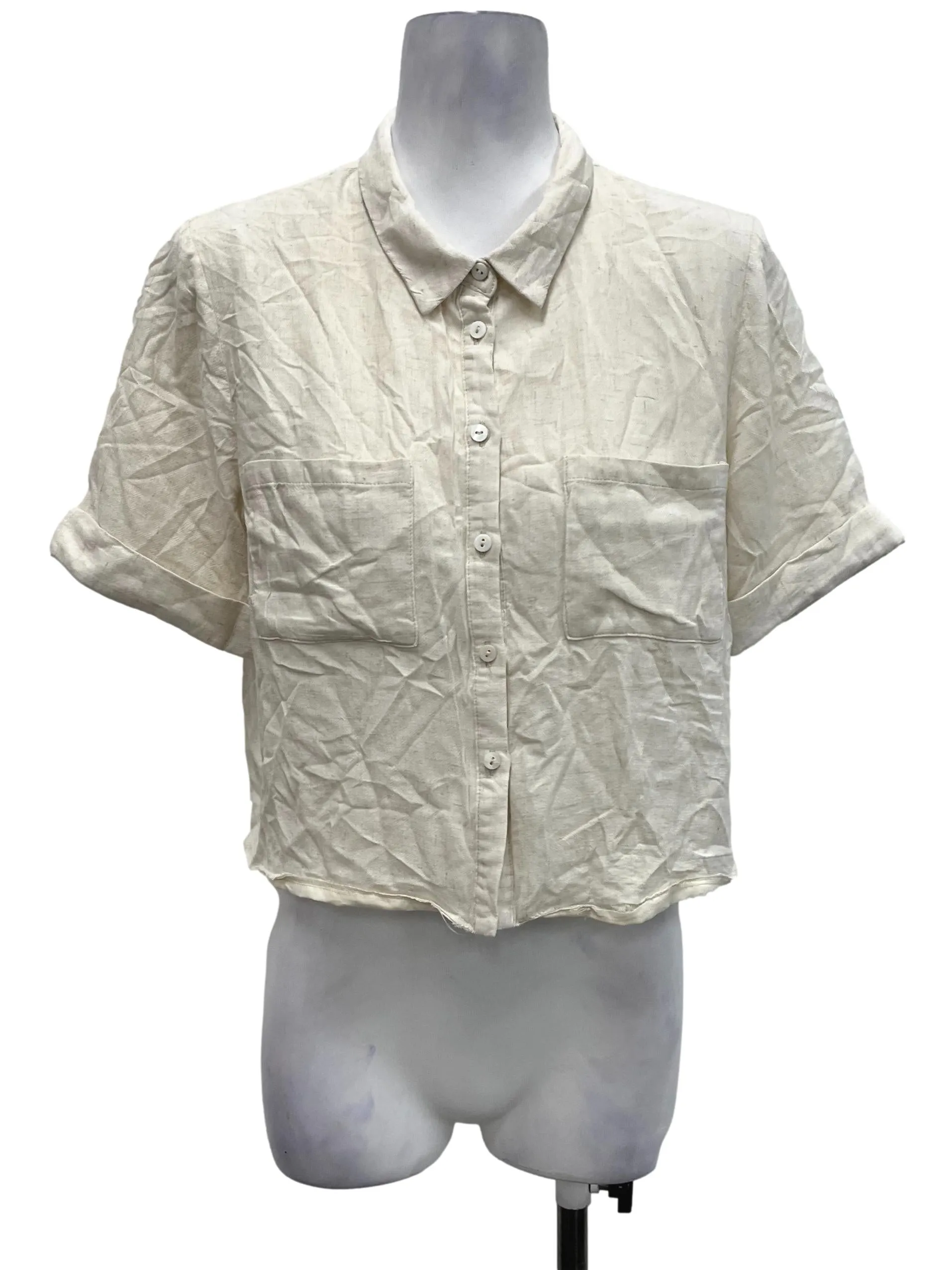 Beige Button Up Blouse OSN
