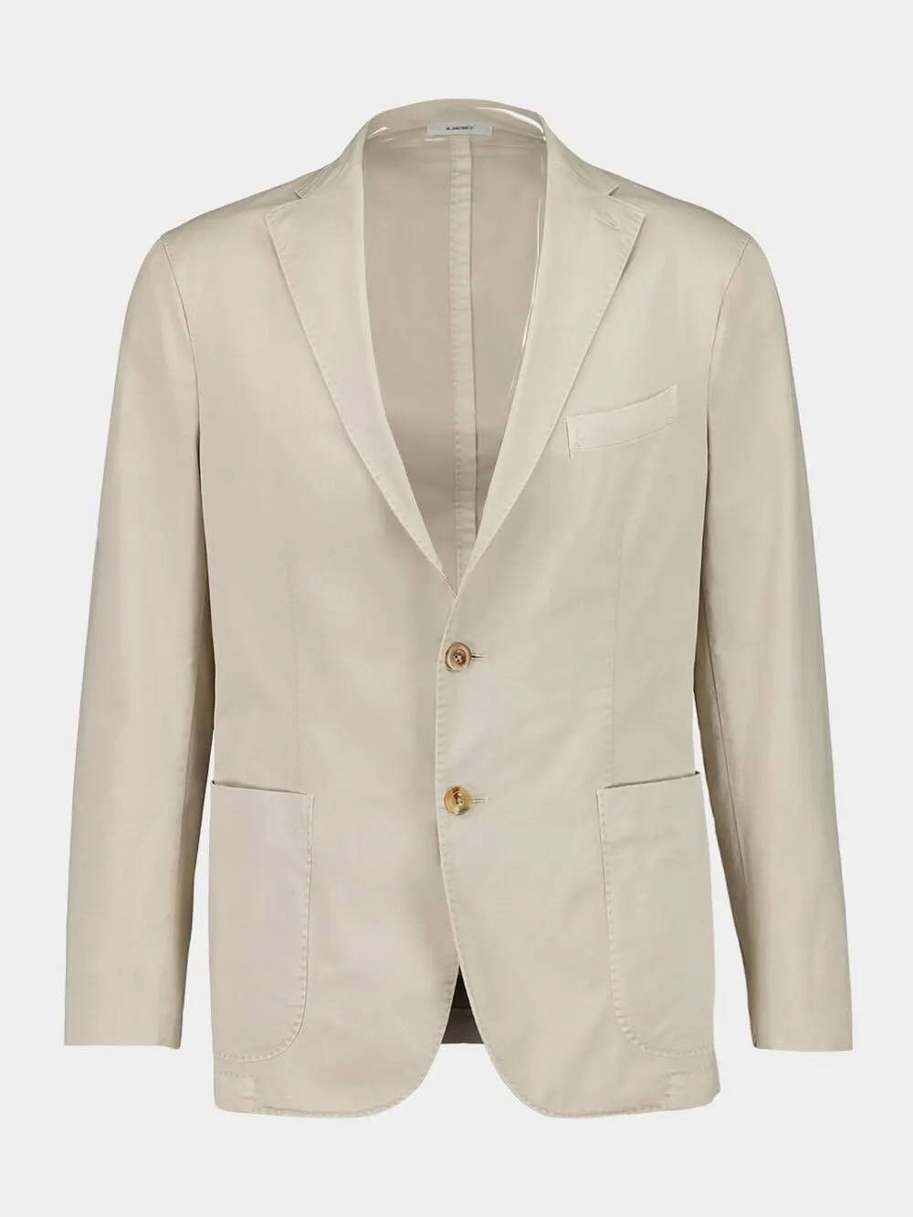 Beige Cotton Suit with Blazer and Trousers