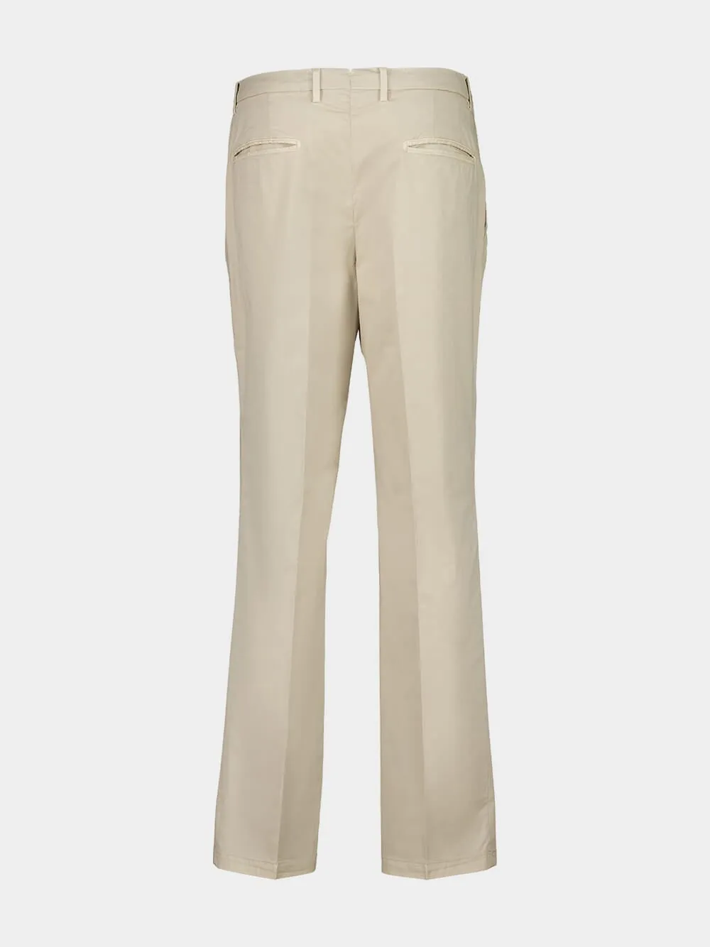 Beige Cotton Suit with Blazer and Trousers