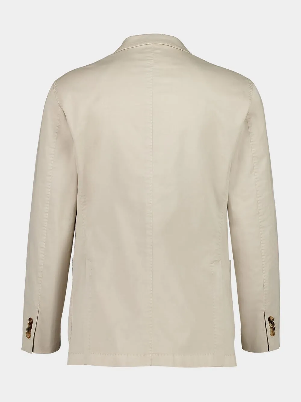 Beige Cotton Suit with Blazer and Trousers