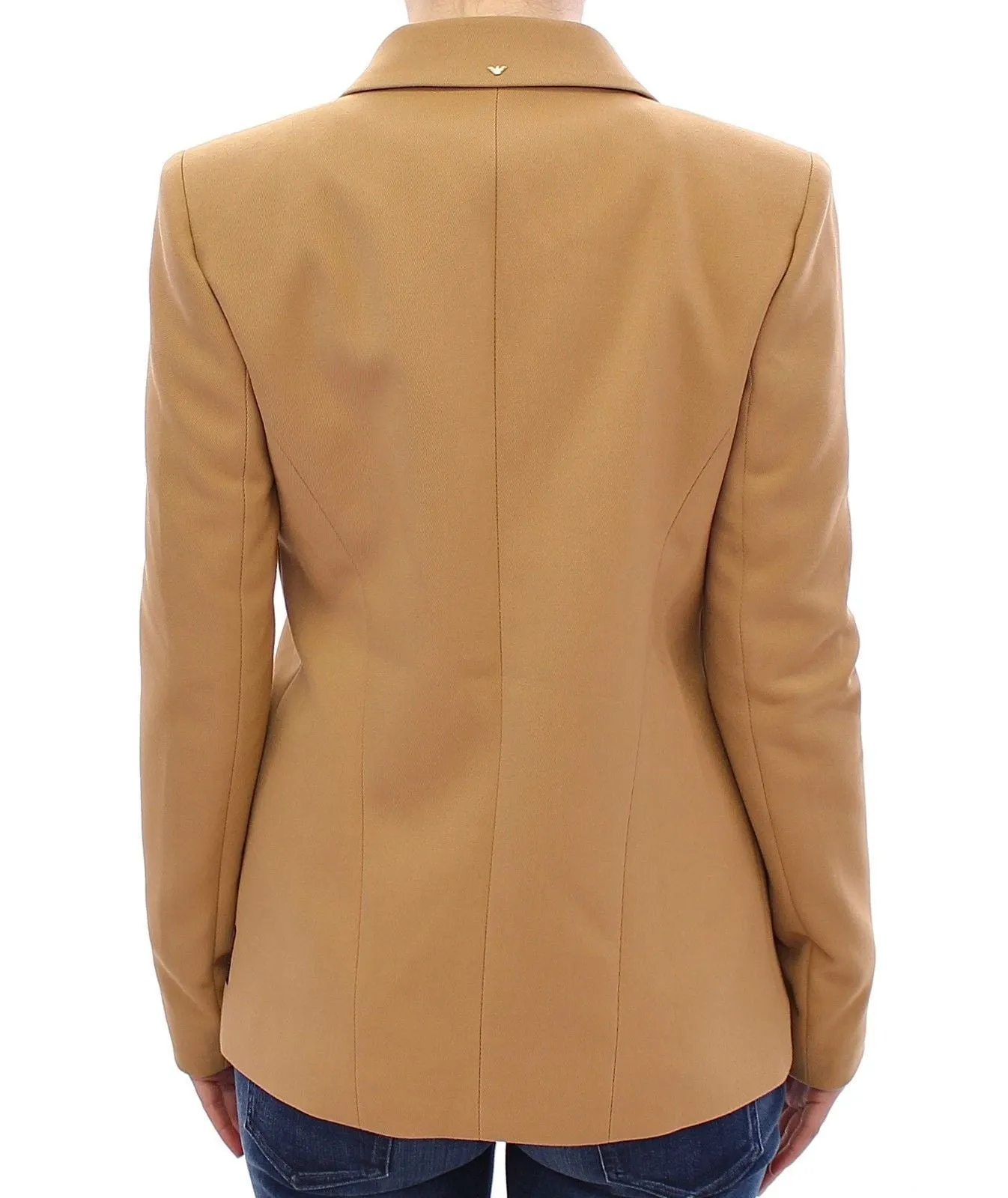 Beige One Button Blazer Jacket