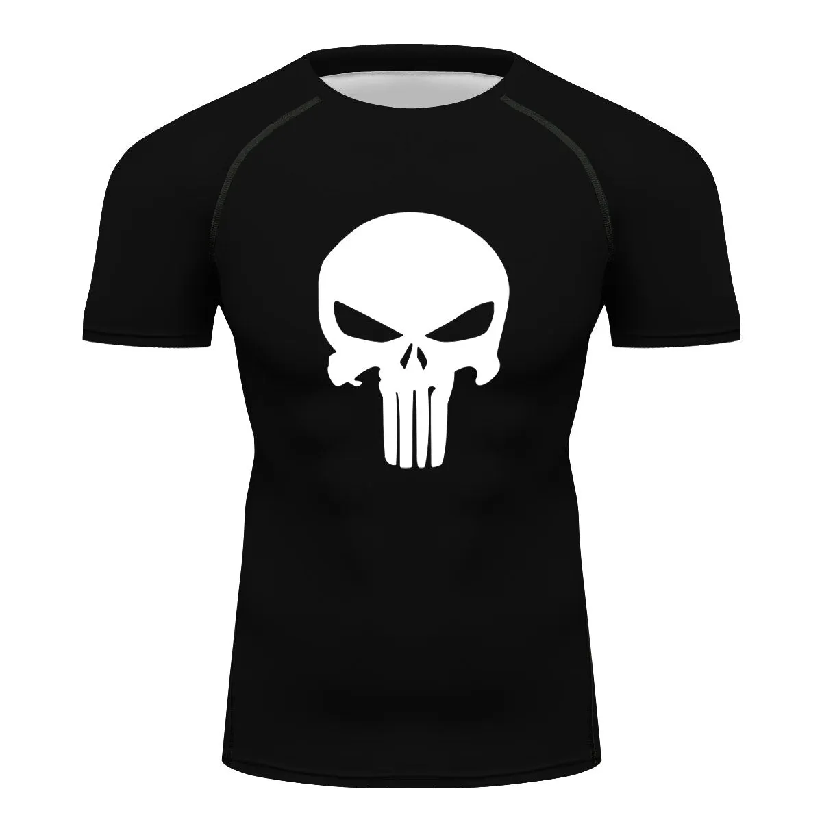 Black  Bones Skull Compression Activewear T-Shirt Gym Top